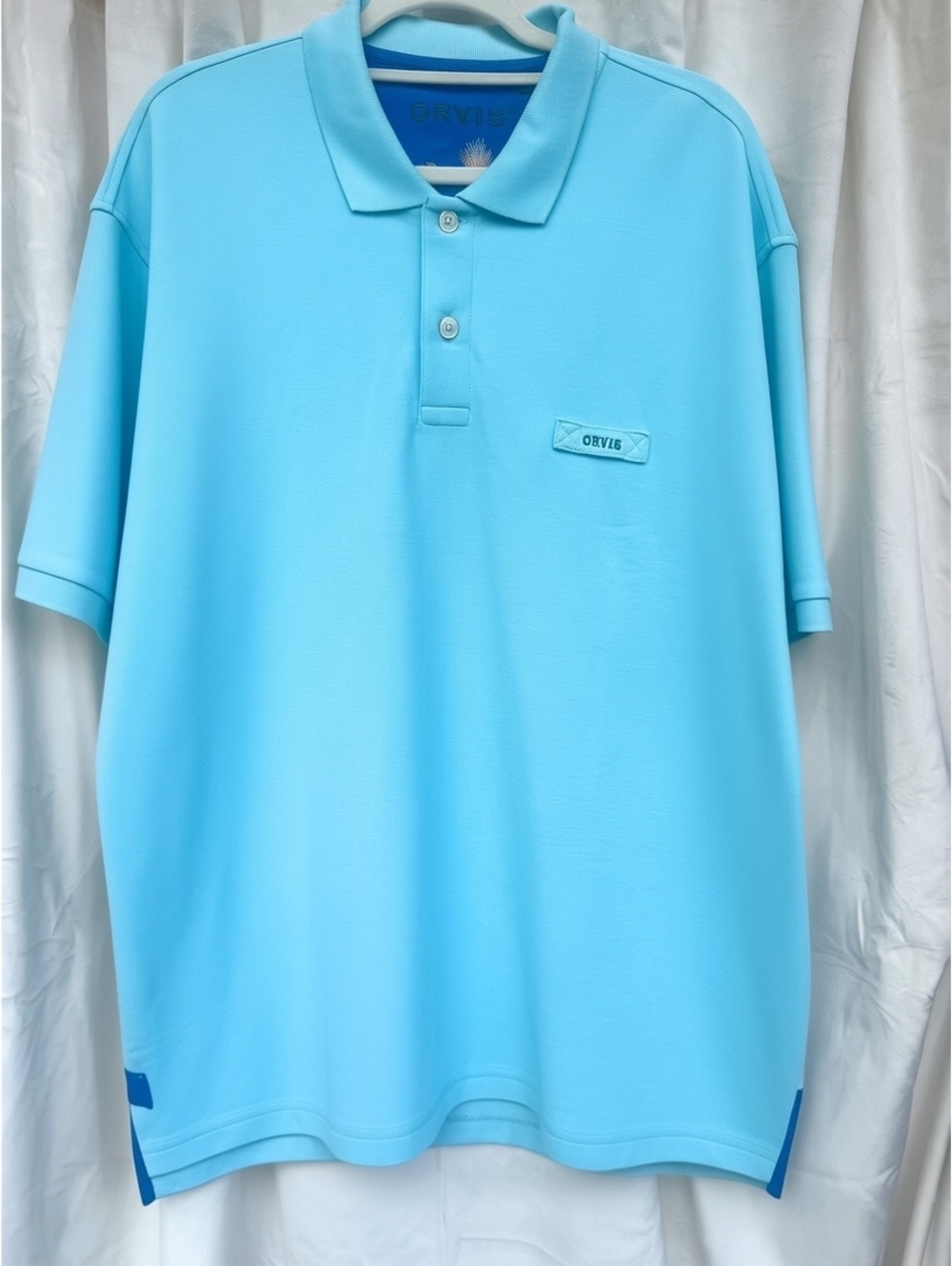 Orvis Men's Light Blue Cotton Polo Shirt XXL